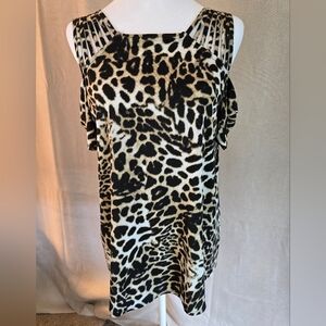 Cato EST 1946 SZ M LZeopard Print Cold Shoulder Top
